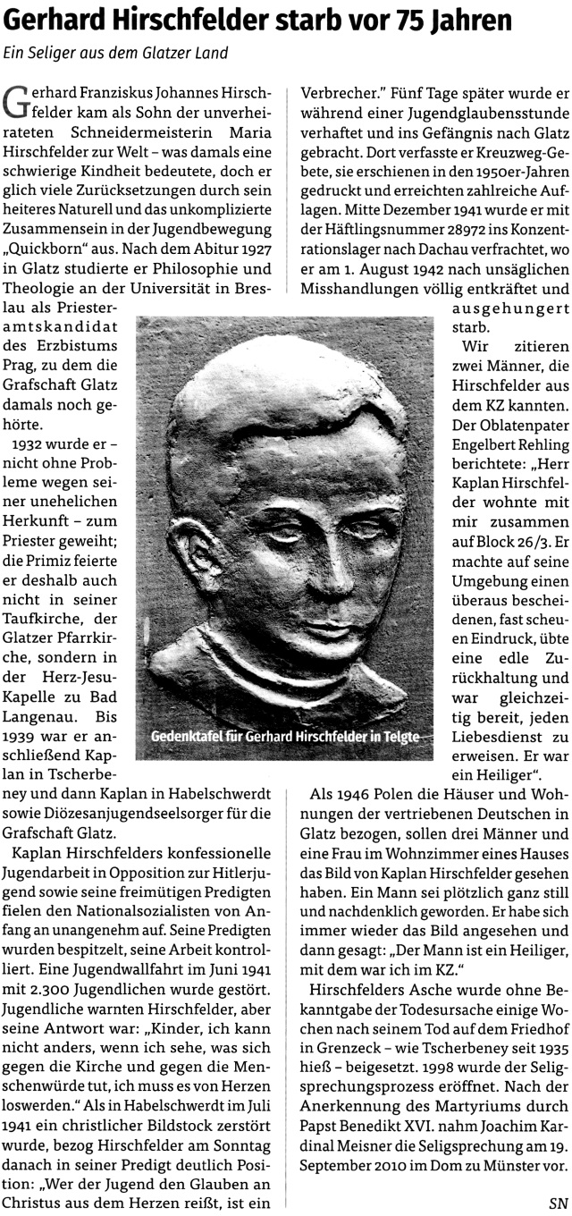 Gerhard Hirschfelder starb vor 75 Jahren