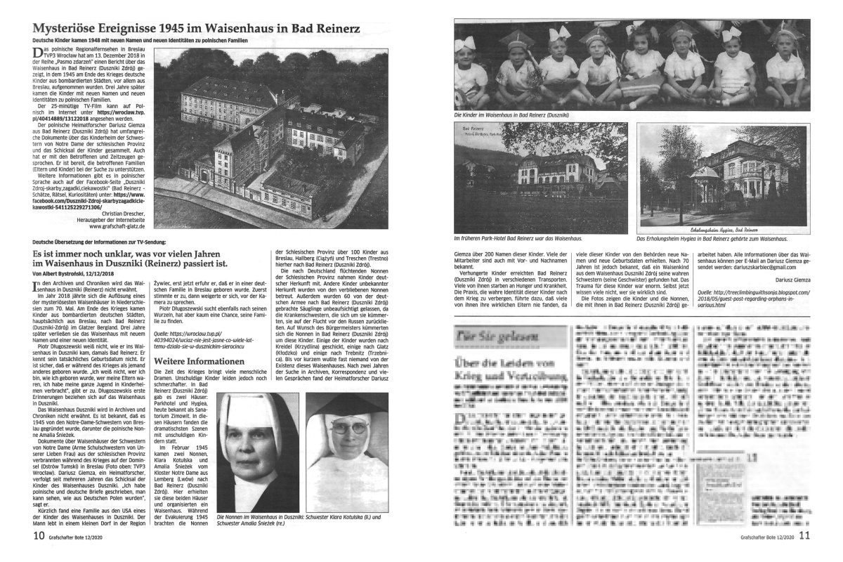 &bdquo;Grafschafter Bote&ldquo; in der Nr. 12/2020 (Seite 10 und 11)