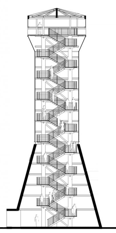 Zeichnung des neuen Aussichtsturmes auf dem Glatzer Schneeberg