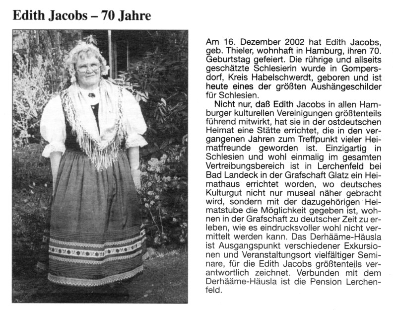 Edith Jacobs &ndash; 70 Jahre