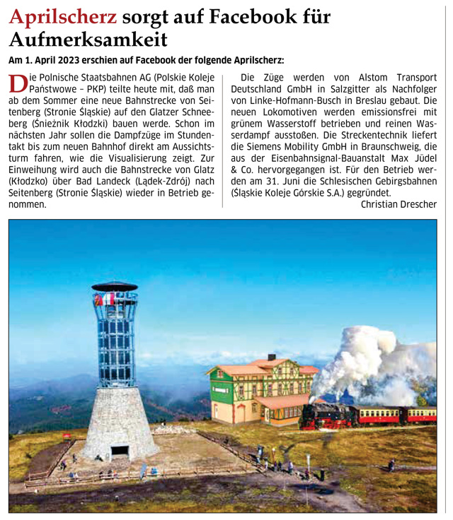 &bdquo;Grafschafter Bote&ldquo; berichtet &uuml;ber Aprilscherz