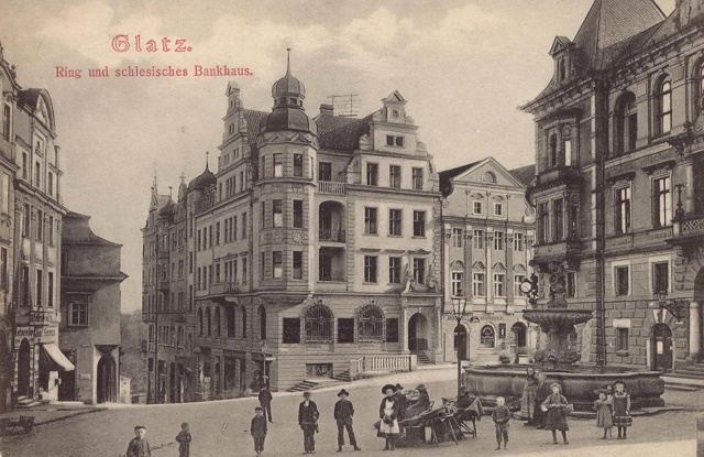 Glatz. Ring und schlesisches Bankhaus. &bdquo;Kunstverlag A. Gr&ouml;ger, Habelschwerdt&ldquo; um 1915