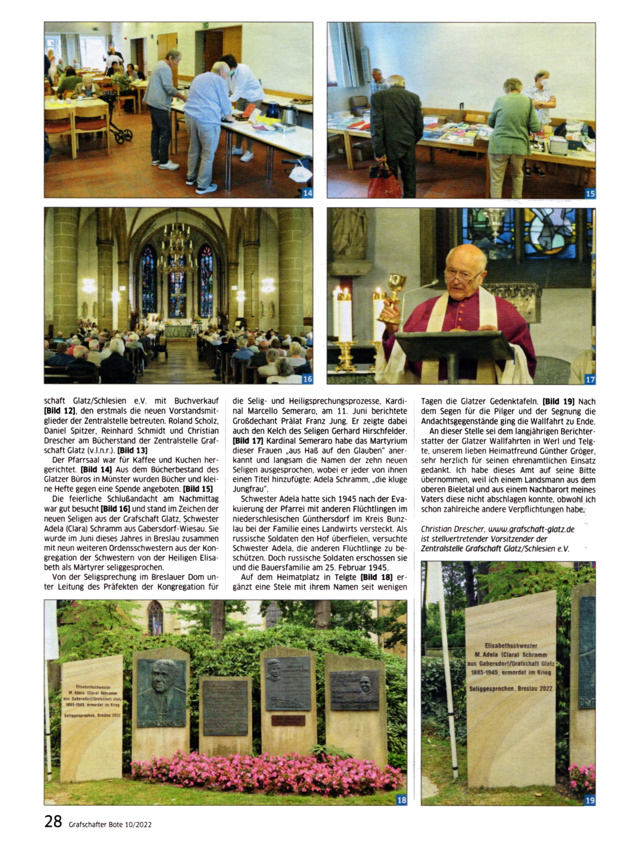 75. Glatzer Wallfahrt nach Telgte 2022:&nbsp;Bericht im &bdquo;Grafschafter Boten&ldquo;