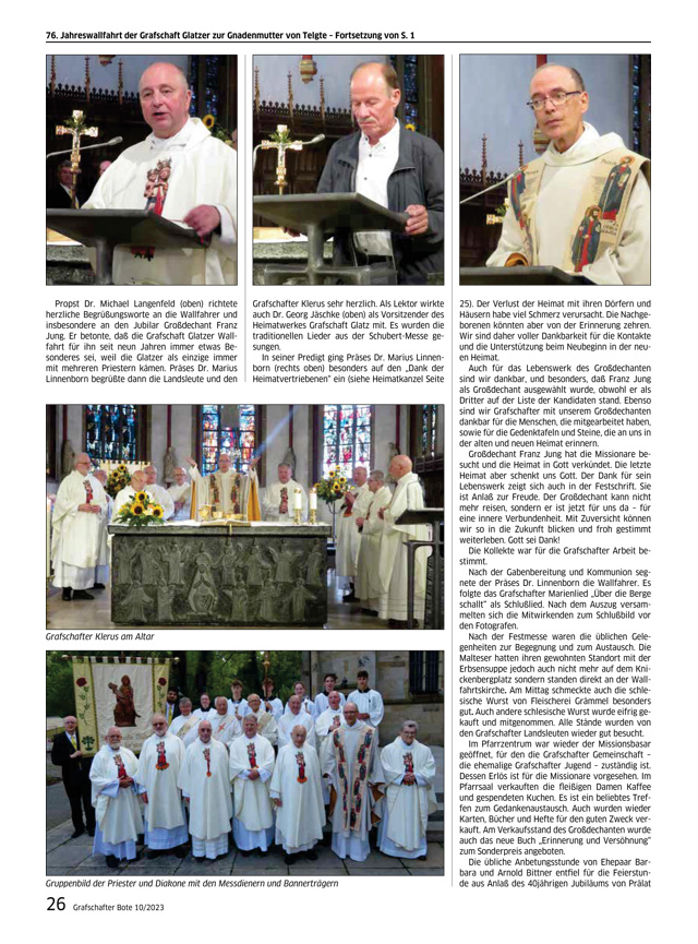76. Glatzer Wallfahrt nach Telgte 2023:&nbsp;Bericht im &bdquo;Grafschafter Boten&ldquo;