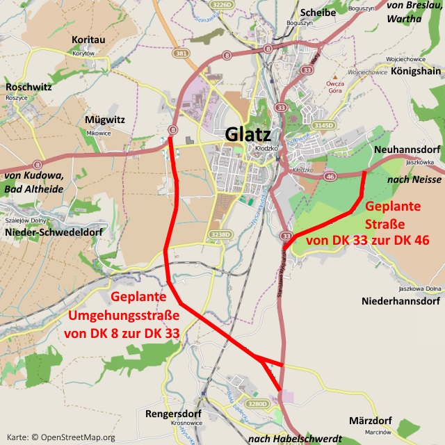Umgehungsstra&szlig;e bei Glatz