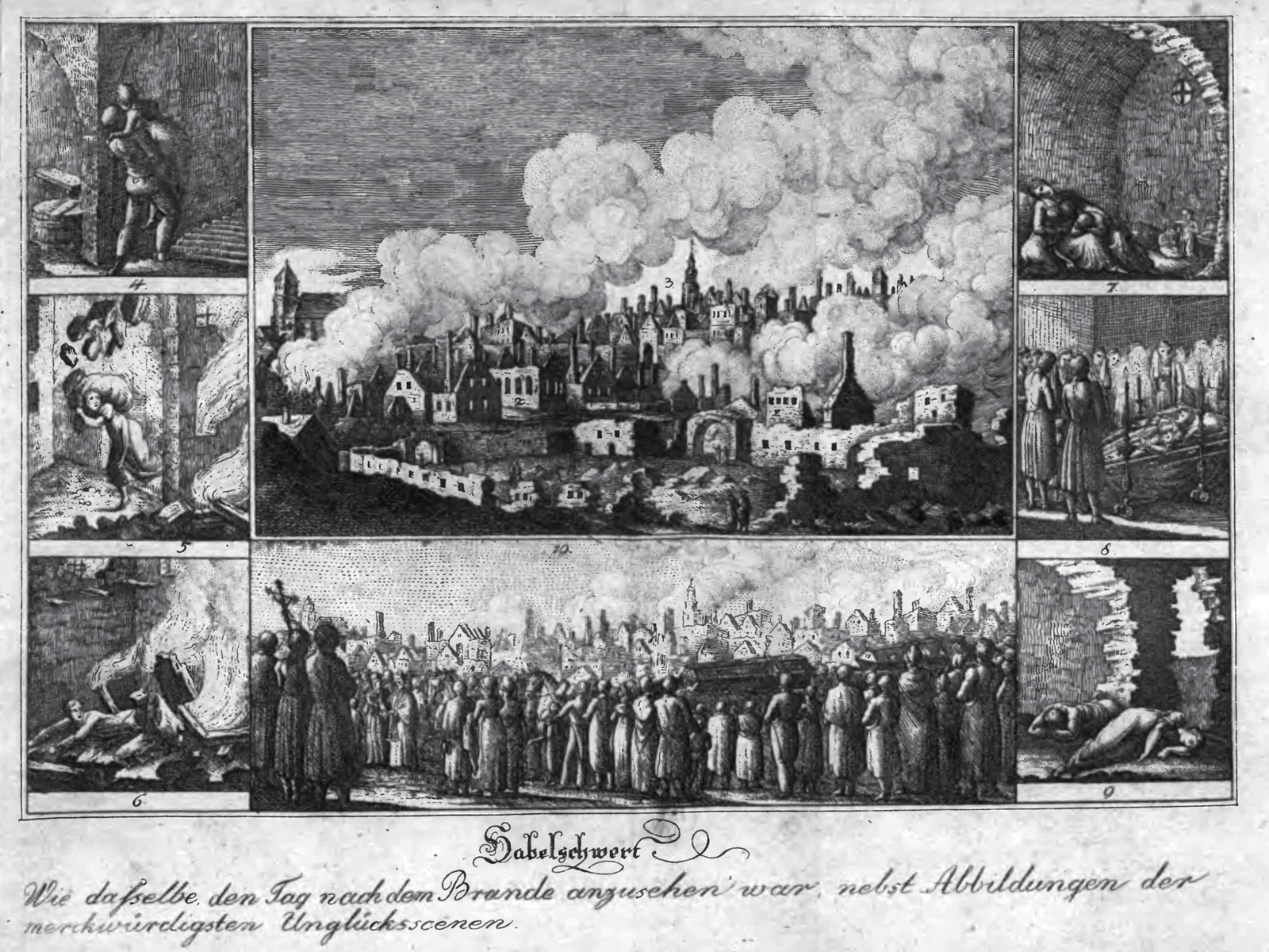 Gro&szlig;er Brand der Stadt Habelschwerdt 1823