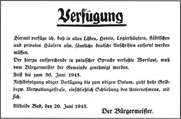 Verf&uuml;gung f&uuml;r Altheide Bad